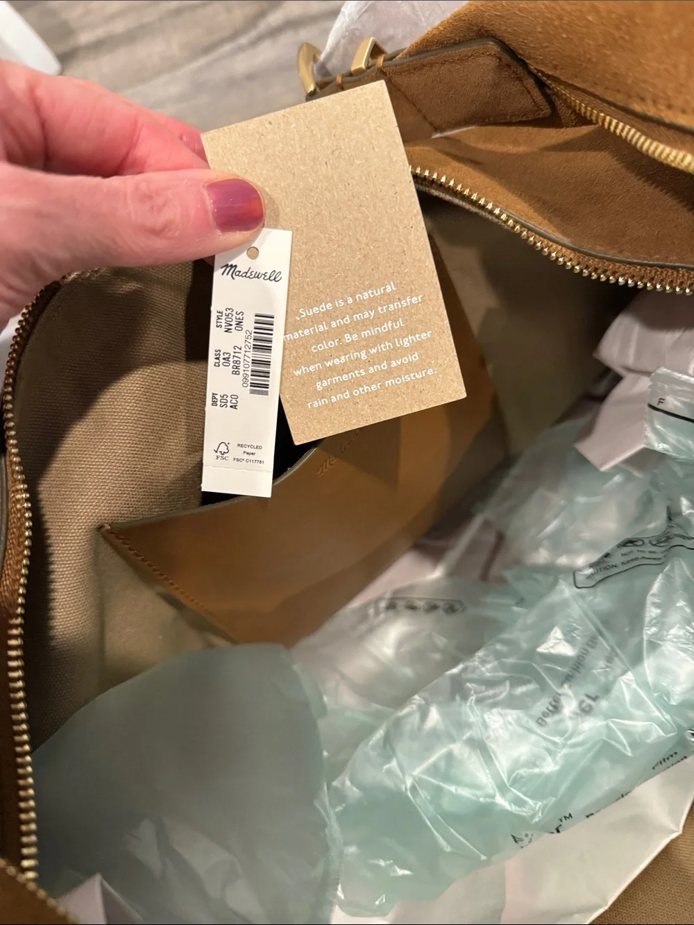 NWT Madewell The Essential Curve Shoulder Bag Studded Aged Cognac NEW WITH TAGS